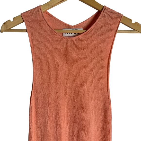 Partow Coral Pink Knit Sleeveless Round Neck Tank Top Size Medium - Picture 2 of 7